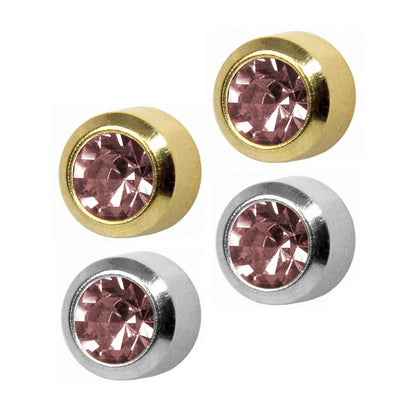 STUDEX Regular Gold Plated Stainless Steel Bezel June - Alexandrite Earrings