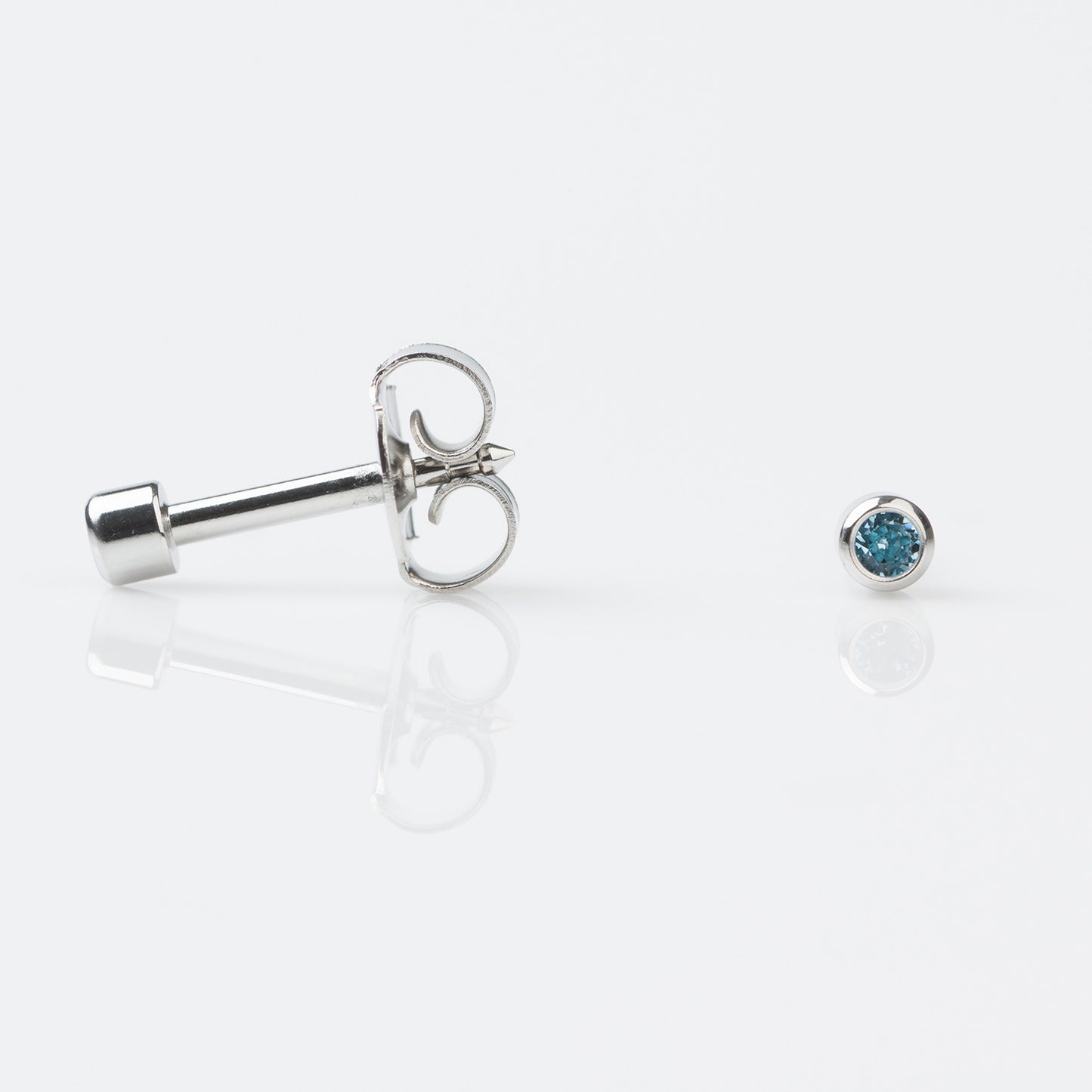 STUDEX Regular Gold Plated Stainless Steel Bezel March - Aquamarine Earrings