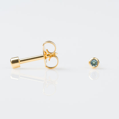 STUDEX Regular Gold Plated Stainless Steel Bezel March - Aquamarine Earrings