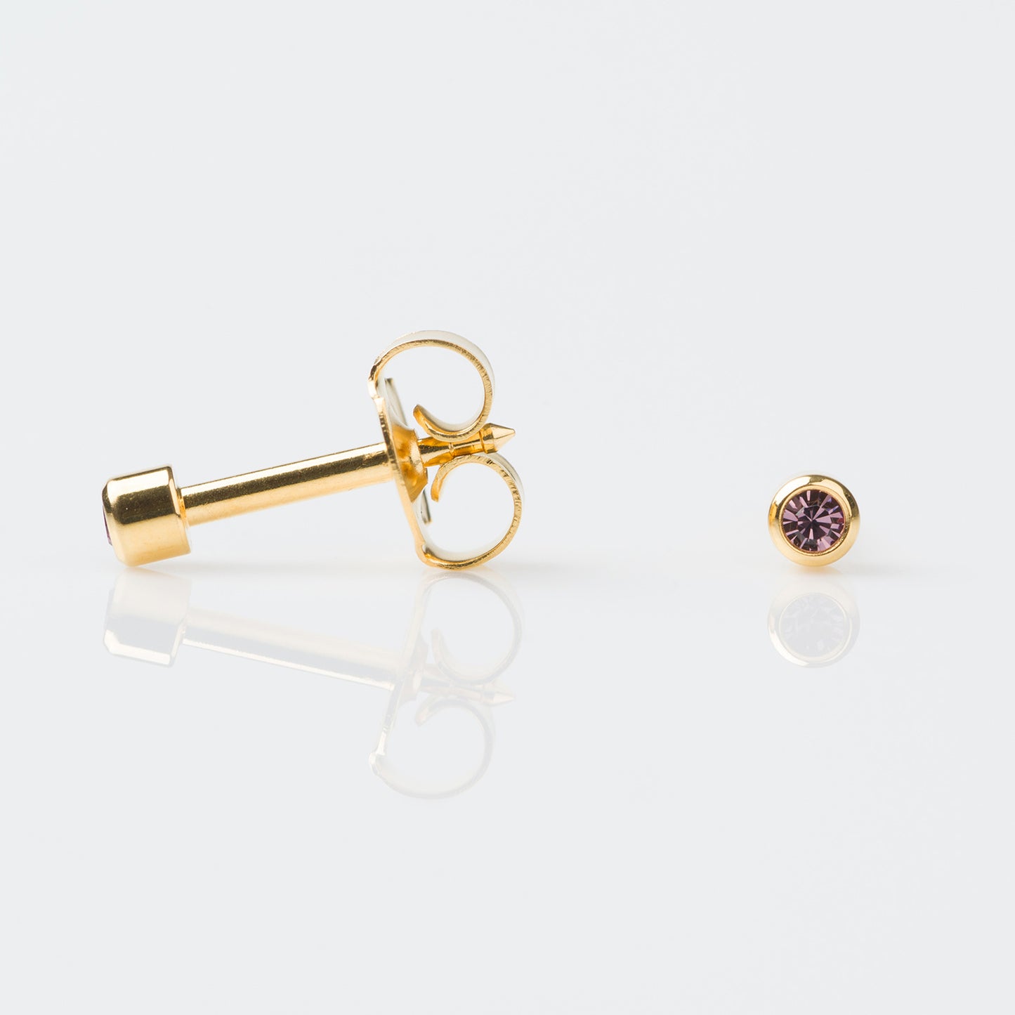 STUDEX Regular Gold Plated Stainless Steel Bezel June - Alexandrite Earrings