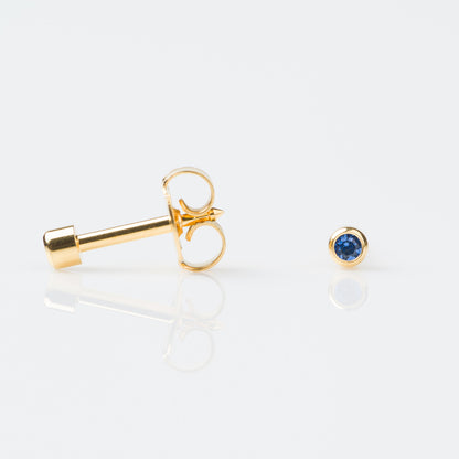 STUDEX Regular Gold Plated Stainless Steel Bezel September - Sapphire Earrings