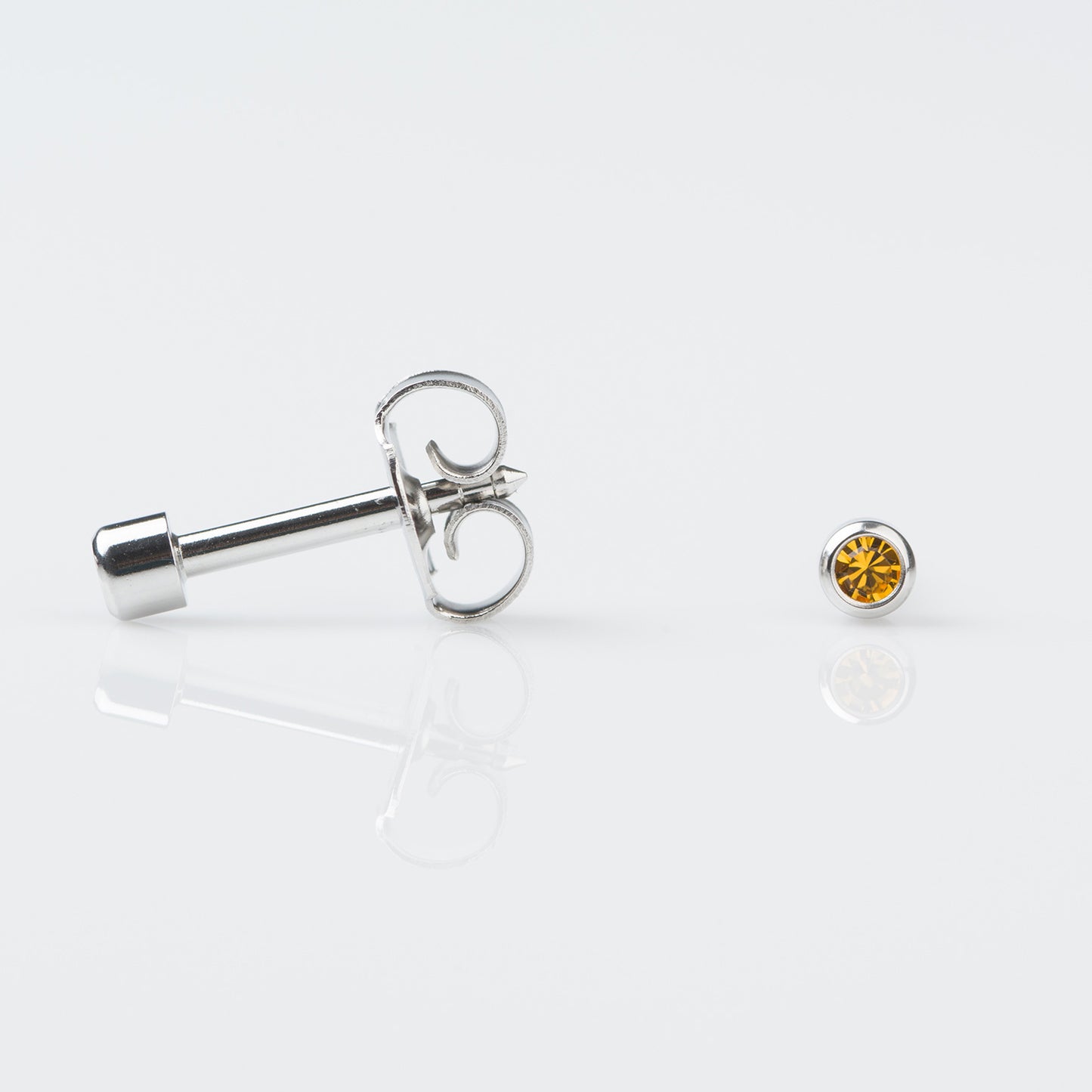 STUDEX Regular Gold Plated Stainless Steel Bezel November - Topaz Earrings