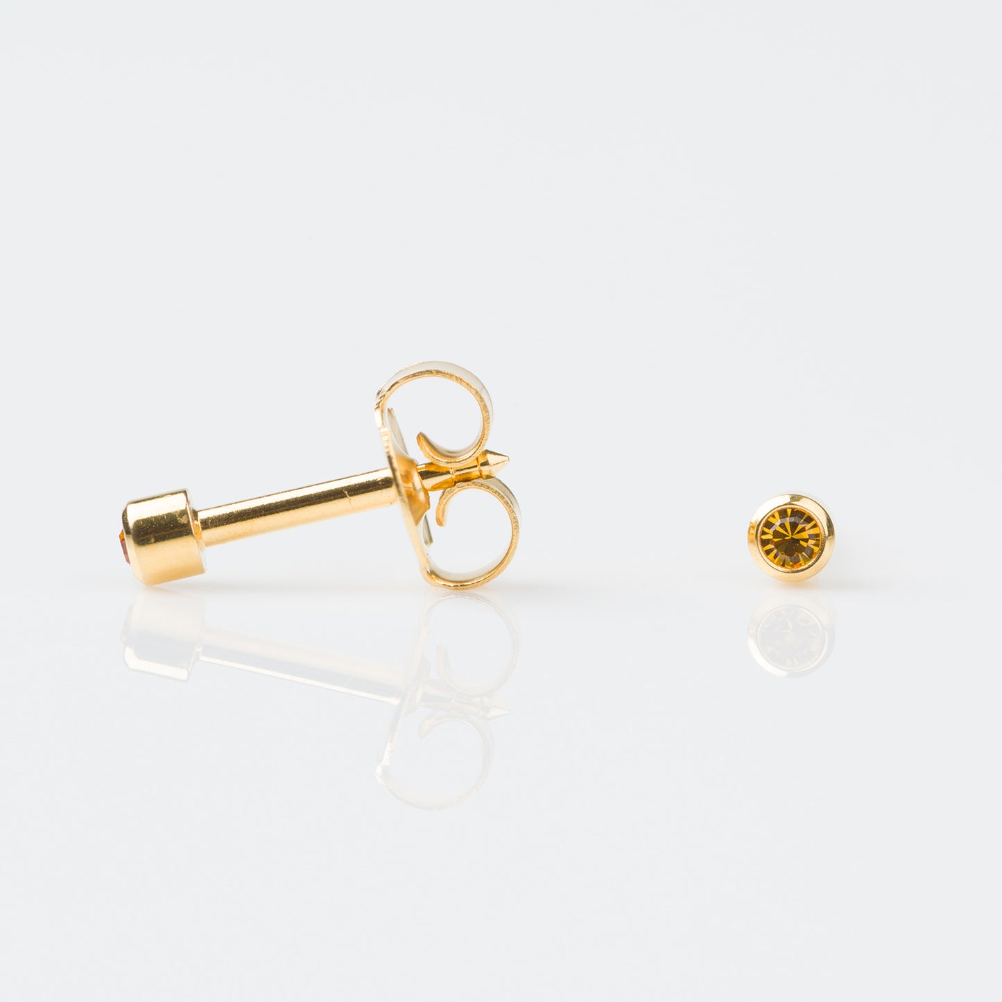 STUDEX Regular Gold Plated Stainless Steel Bezel November - Topaz Earrings