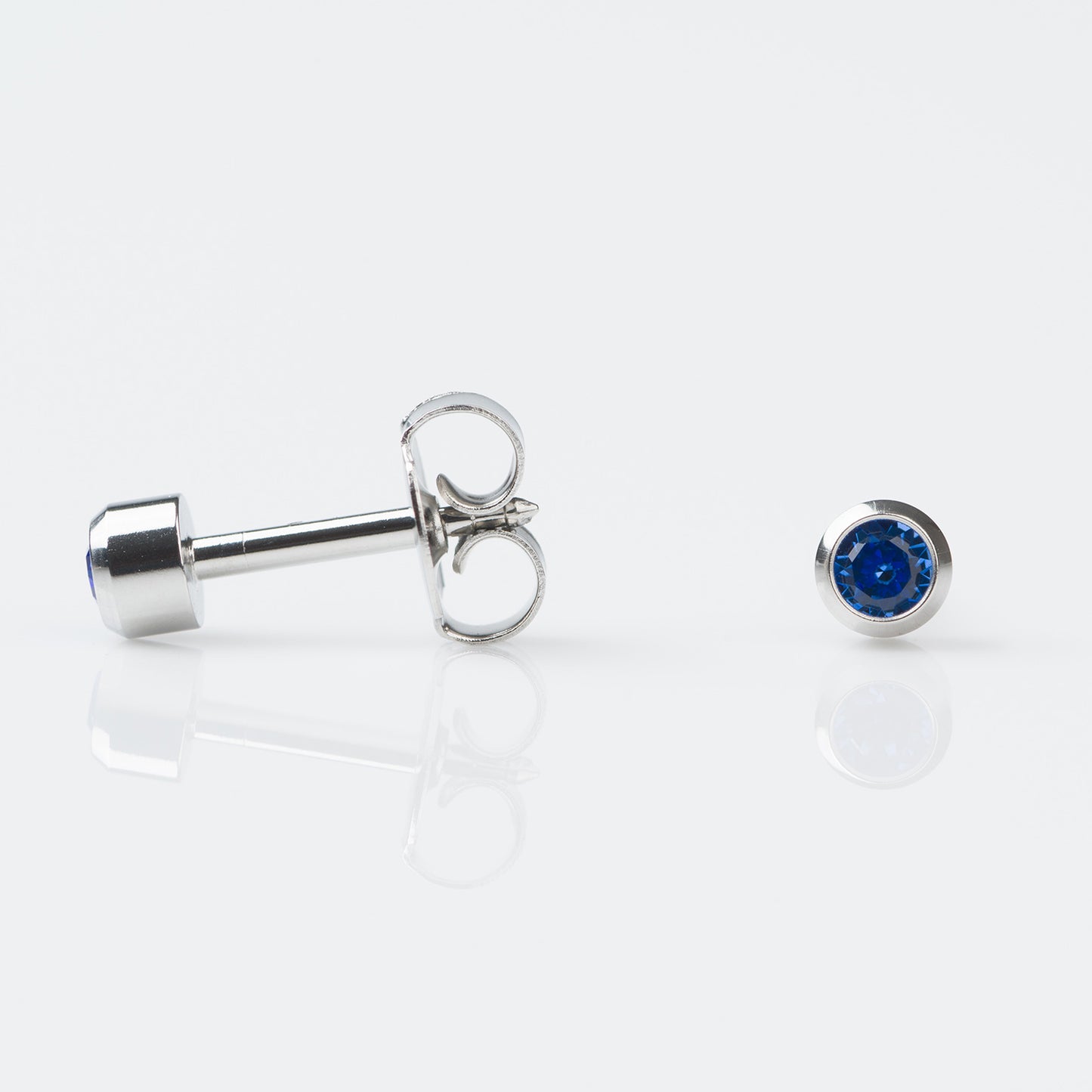 STUDEX Regular Gold Plated Stainless Steel Bezel September - Sapphire Earrings