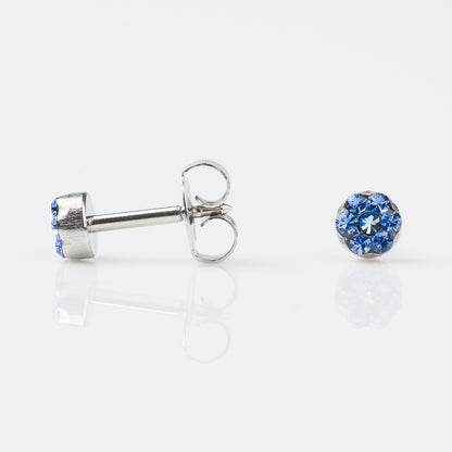 Studex Plus Large 5mm Stainless Steel Daisy September Sapphire – March Aquamarine Ear Piercing Earrings