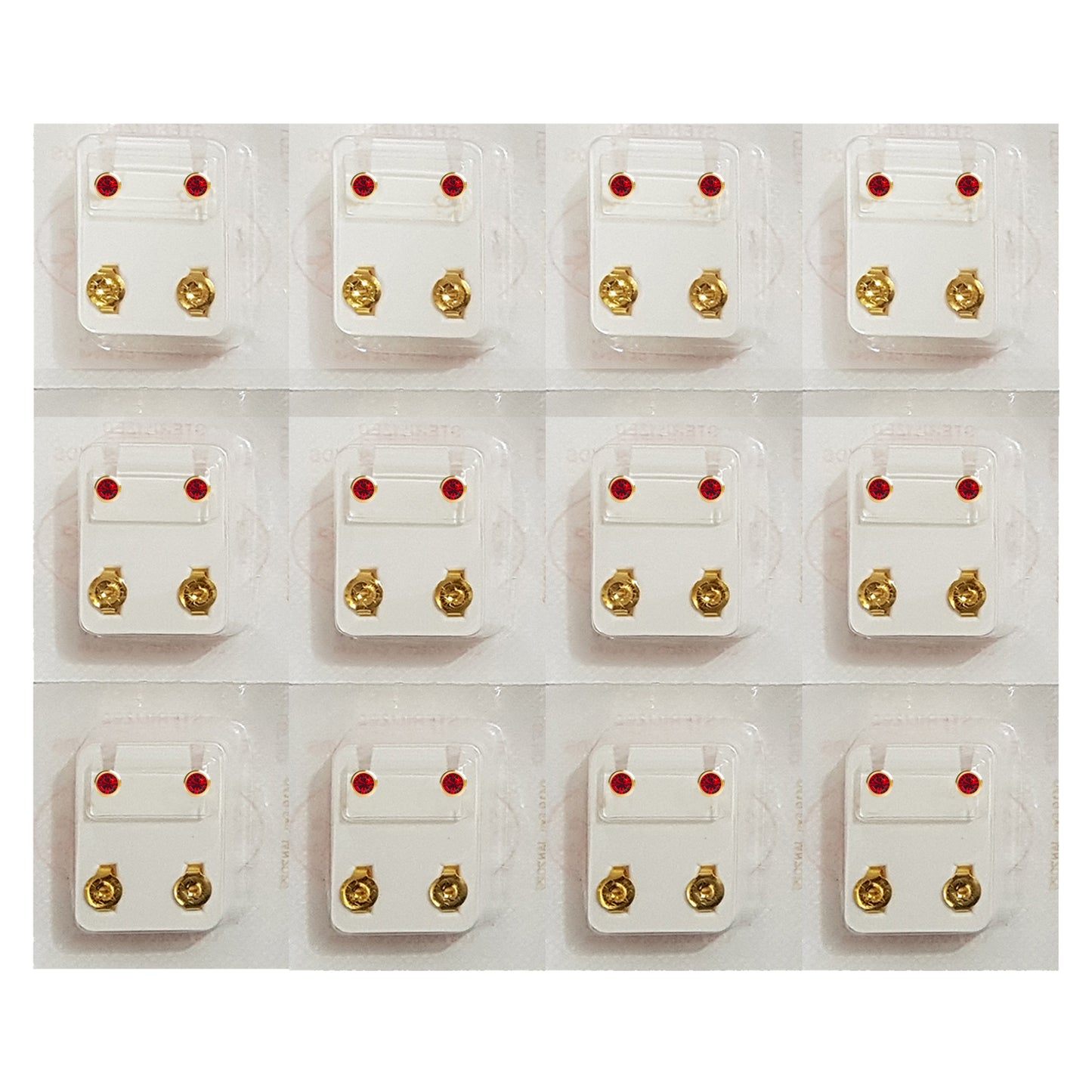 STUDEX Plus Gold Plated Bezel – July Ruby - Dozen Pack