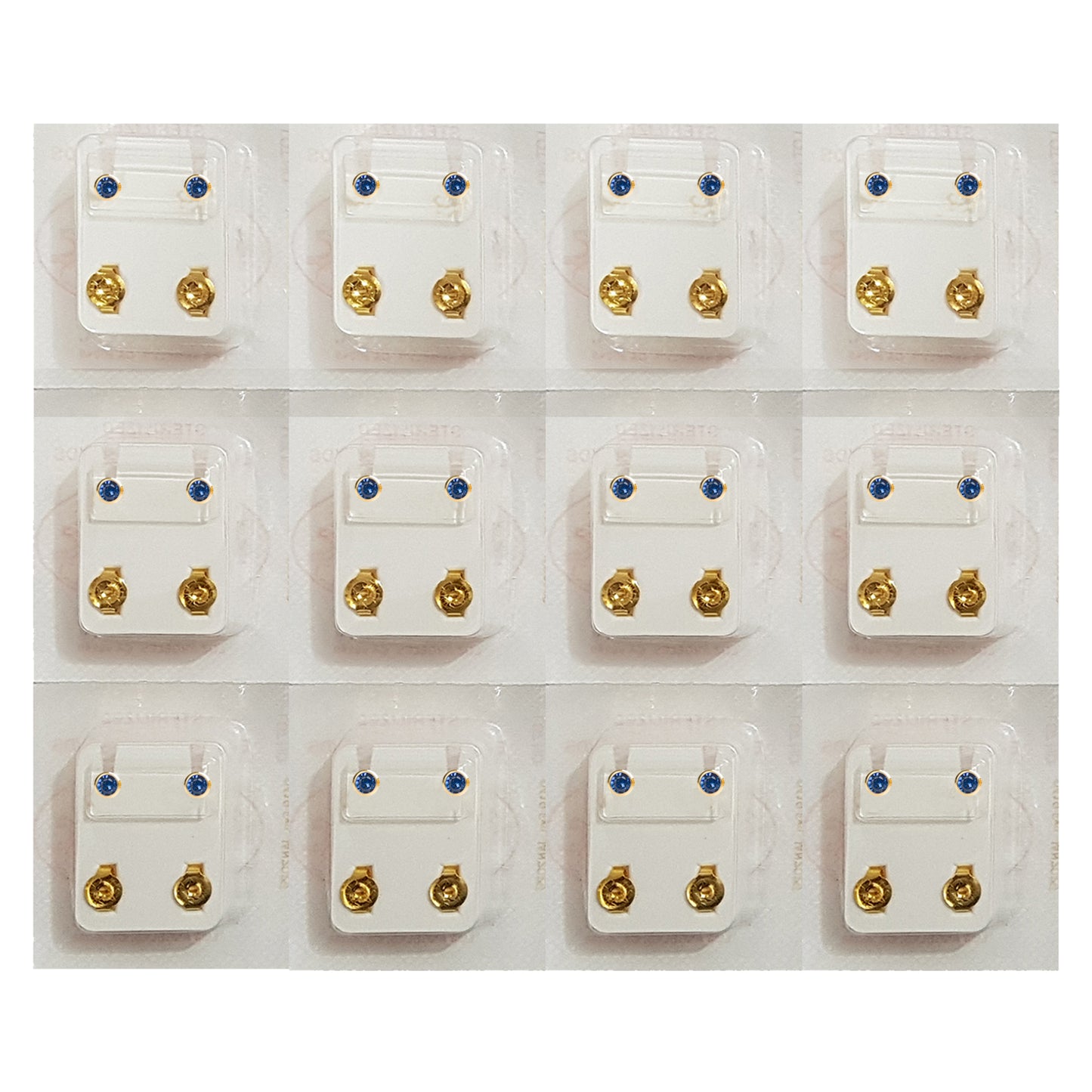 STUDEX Plus Gold Plated Bezel – September Sapphire - Dozen Pack