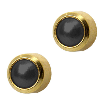 STUDEX Regular Gold Plated Bezel Black Onyx Pearl