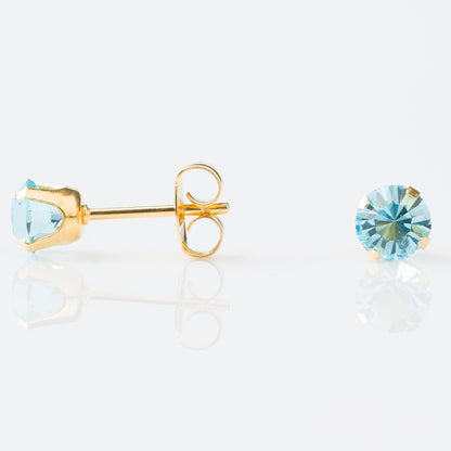 Studex Sensitive Gold Plated Tiff. 5mm – March Aquamarine