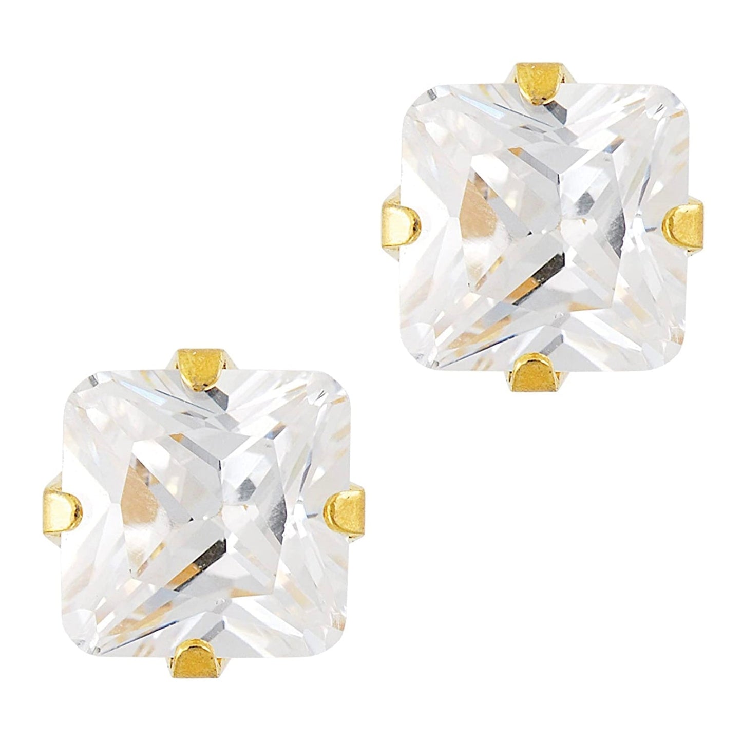 Studex Sensitive Gold Plated Tiff. 5mm Cubic Zirconia Princess Cut