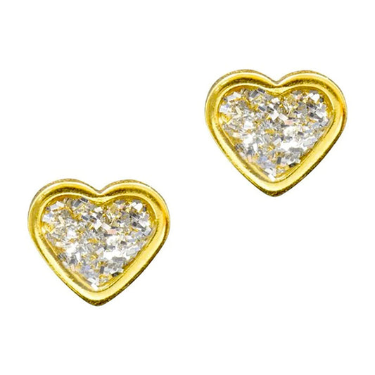 Studex Sensitive Gold Plated Clear Glitter Heart