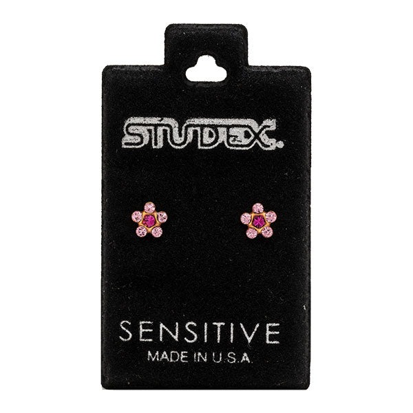 Studex Sensitive Gold Plated Daisy Light Rose – Fuchsia