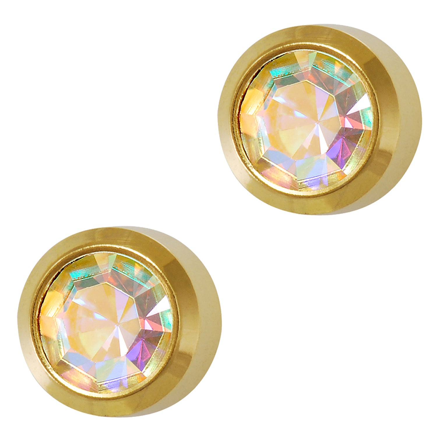 STUDEX Gold Plated Stainless Steel Bezel May - Emerald Earrings – ZUUE