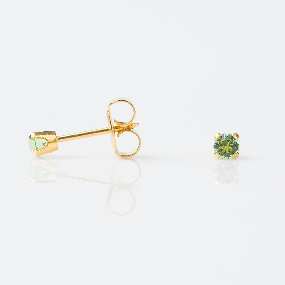 STUDEX Tiny Tips Gold Plated 3mm Clawset August Peridot