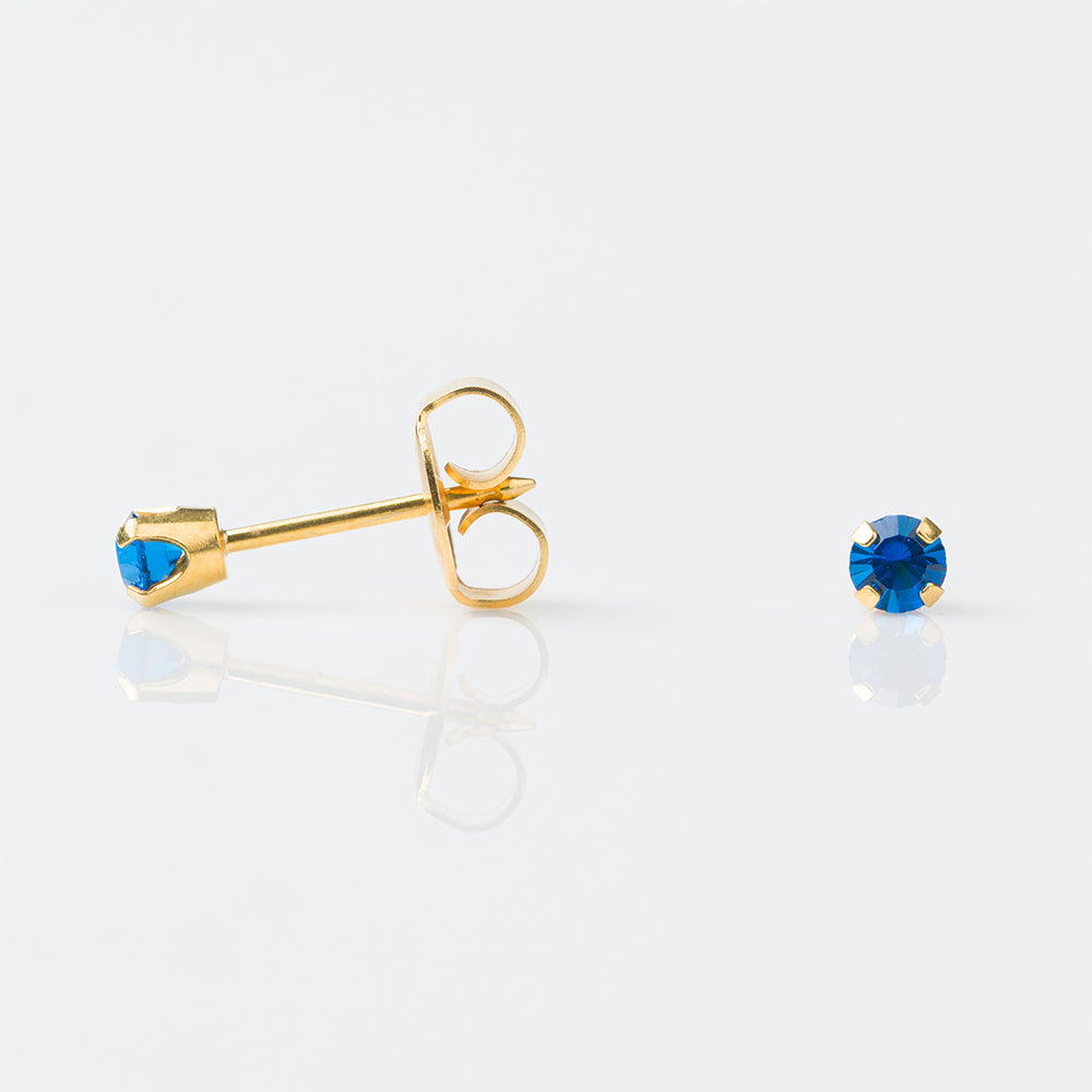 STUDEX Tiny Tips Gold Plated 3mm Clawset September Sapphire