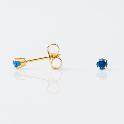 STUDEX Tiny Tips Gold Plated 3mm Clawset September Sapphire