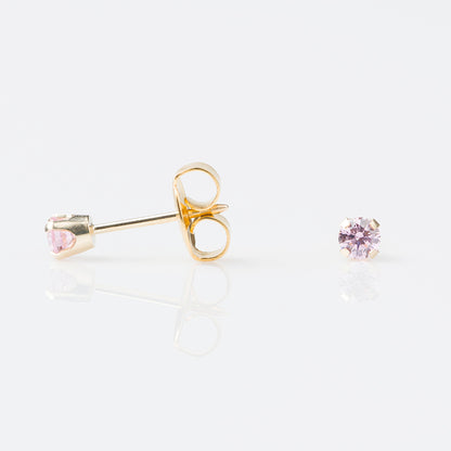 STUDEX Tiny Tips Gold Plated 3mm Pink Cubic Zirconia